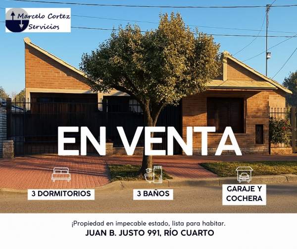 CASA EN VENTA - 3 DORMITORIOS - dir. Juan B. Justo 991