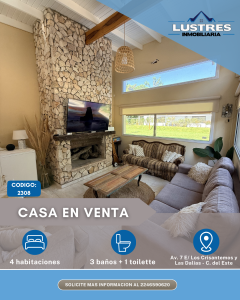 Amplia casa 6 ambientes + lote en Costa del Este