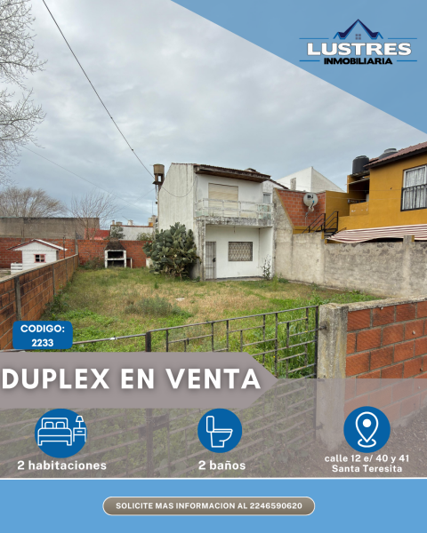 DUPLEX CON TERRENO EN SANTA TERESITA A REFACCIONAR
