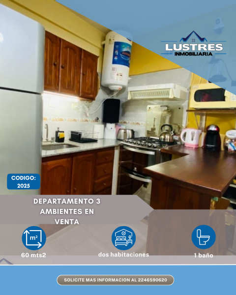 VENTA DEPARTAMENTO 3 AMBIENTES, SANTA TERESITA
