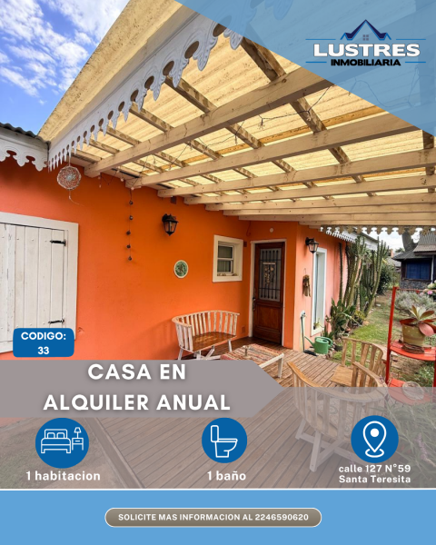 ALQUILER ANUAL, CASA 2 AMBIENTES