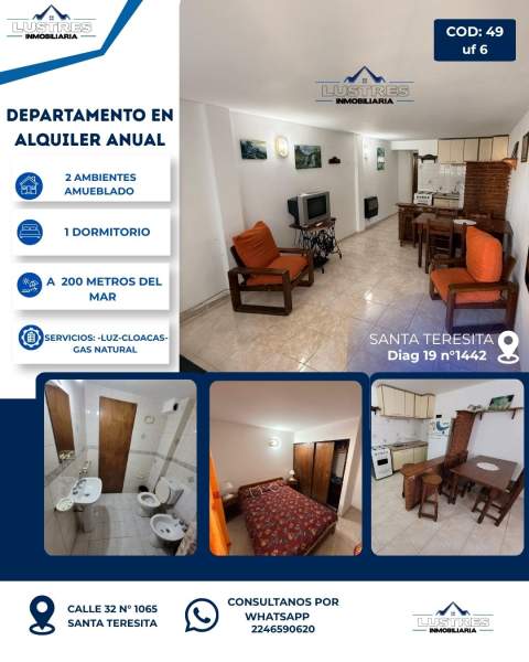 DEPARTAMENTO 2 AMBIENTES EN ALQUILER