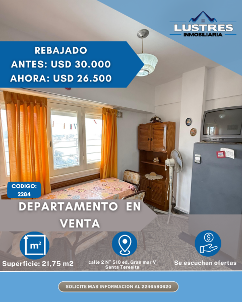 DEPARTAMENTO EN VENTA, SANTA TERESITA